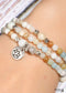 Boho Bracelet, Layers Green Amazonite Mala Mantra Lotus